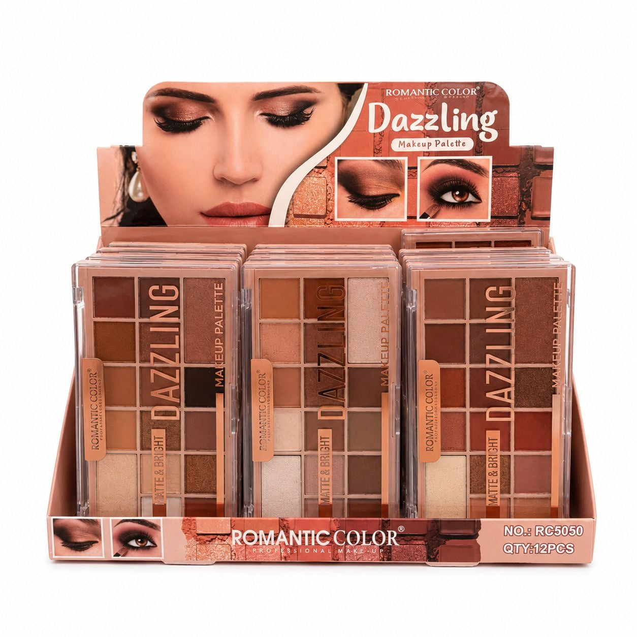 Set 12 Palete Farduri de Pleoape Romantic Color Dazzling Matte & Bright – 18 Nuanțe Mate și Sidefate