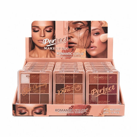 Set 12 Palete Farduri de Pleoape Romantic Color Perfect Make Up Kit – 9 Nuanțe Mate și Sidefate