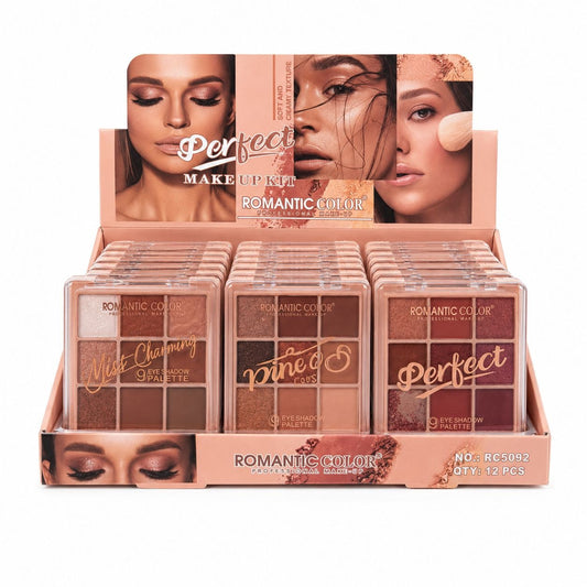 Set 12 Palete Farduri de Pleoape Romantic Color Perfect Make Up Kit – 9 Nuanțe Mate și Sidefate