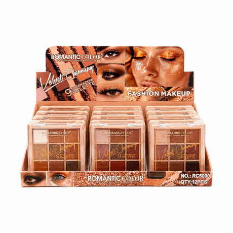 Set 12 Palete Farduri de Pleoape Romantic Color Velvet Charming – 9 Nuanțe Mate și Sidefate