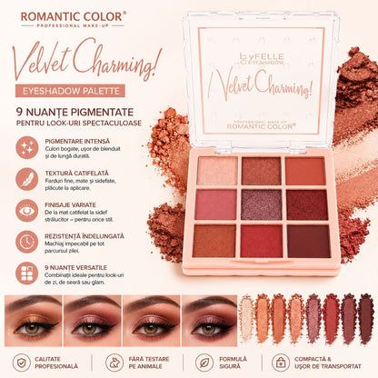 Set 12 Palete Farduri de Pleoape Romantic Color Velvet Charming – 9 Nuanțe Mate și Sidefate
