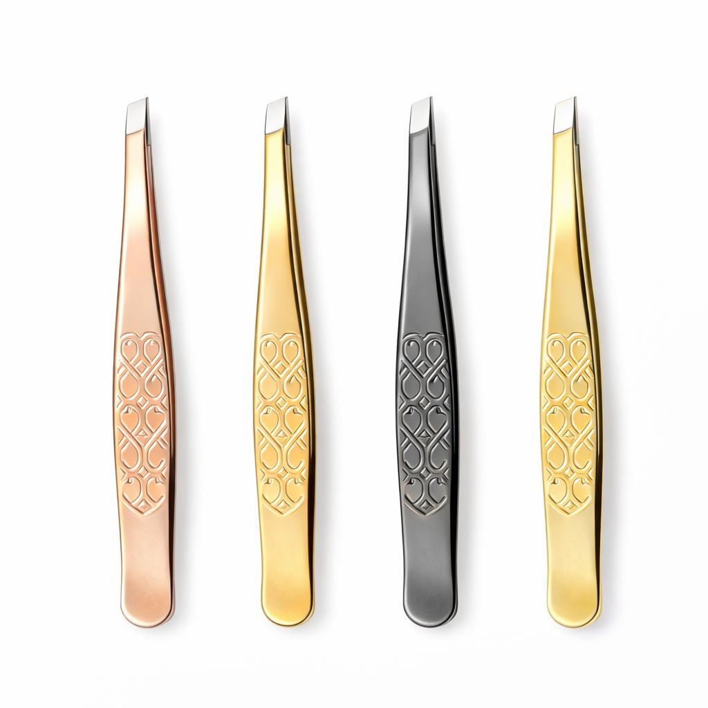 Set 12 pensete cosmetice profesionale pentru sprancene, metalice, culori variate