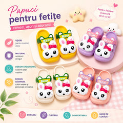 Set 12 Perechi Papuci Copii – Mix Culori, Mărimi 24/25-28/29, Design Adorabil cu Iepuraș