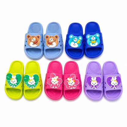 Set 12 Perechi Papuci Copii – Mix Culori, Mărimi 24-29, Design Vesel cu Animalute
