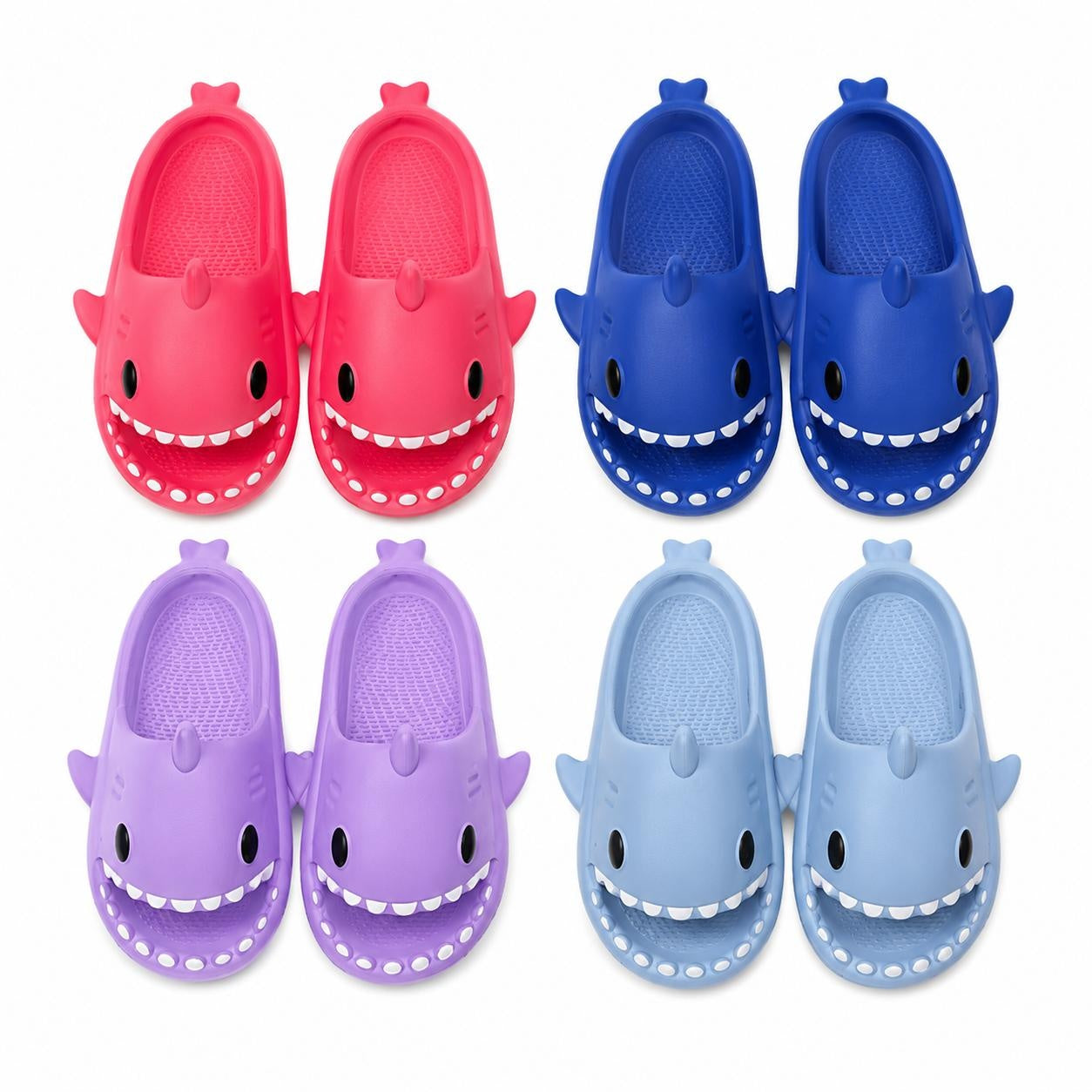 Set 12 Perechi Papuci Copii Rechin, Mix Culori, Marimi 30-35 Confortabili, Antiderapanți și Flexibili