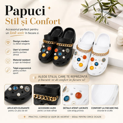 Set 12 Perechi Papuci Damă – Stil și Confort, Mărimi 36-41, Mix Culori, Model cu Accesorii Elegante