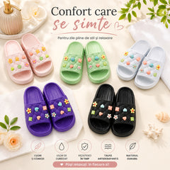 Set 12 Perechi Papuci Damă Casual cu Design Floral – Mix Culori, Mărimi 36-41