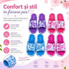 Set 12 Perechi Papuci Damă cu Design Floral – Mărimi 36-41, Mix Culori, Ultra Ușori și Confortabili
