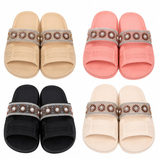 Set 12 Perechi Papuci Damă cu Detalii Decorative – Mix Culori, Mărimi 36-41, Comozi și Eleganți