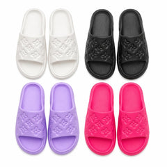 Set 12 Perechi Papuci Damă cu Model Floral Embosat, Mix Culori, Mărimi 36-41