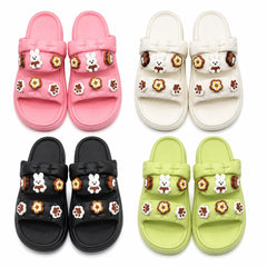 Set 12 Perechi Papuci Damă cu Model Iepuraș și Flori Decorative, Mix Culori, Mărimi 36-41