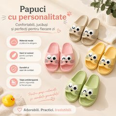 Set 12 Perechi Papuci Damă cu Model Pisicuță – Comozi, Ușori și Adorabili, Mărimi 36-41, Mix Culori