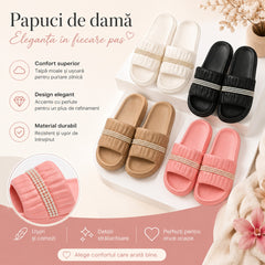 Set 12 Perechi Papuci Damă cu Pietricele – Eleganți, Comozi și Ușori, Mărimi 36-41, Mix Culori