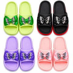 Set 12 Perechi Papuci Damă cu Talpă Înaltă și Fundă Decorativă cu Fluture, Mix Culori, Mărimi 36-41