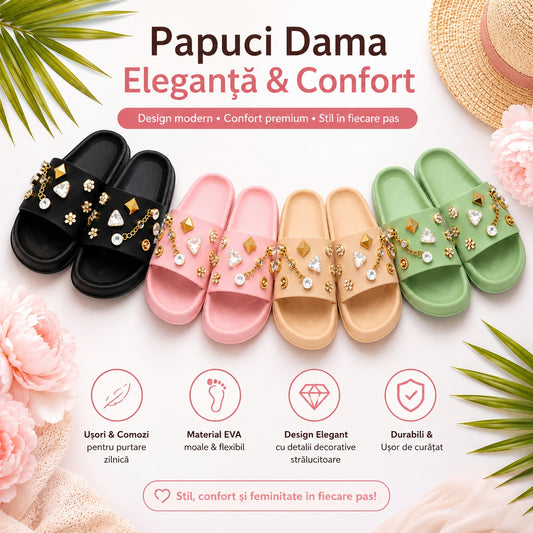 Set 12 Perechi Papuci Damă Eleganți – Mărimi 36-41, Mix Culori, Comozi, Ușori și Moderni