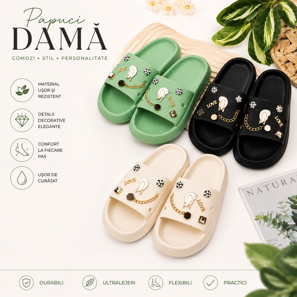 Set 12 Perechi Papuci Damă Eleganți – Mărimi 36-41, Mix Culori, Ușori și Confortabili