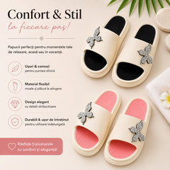 Set 12 Perechi Papuci Damă Eleganți cu Fluture si talpa inalta – Mix Culori, Mărimi 36-41