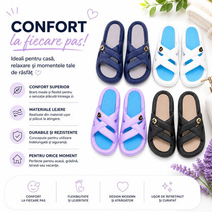 Set 12 Perechi Papuci Femei Confortabili, Mix Culori, Mărimi 36-41, Design Modern