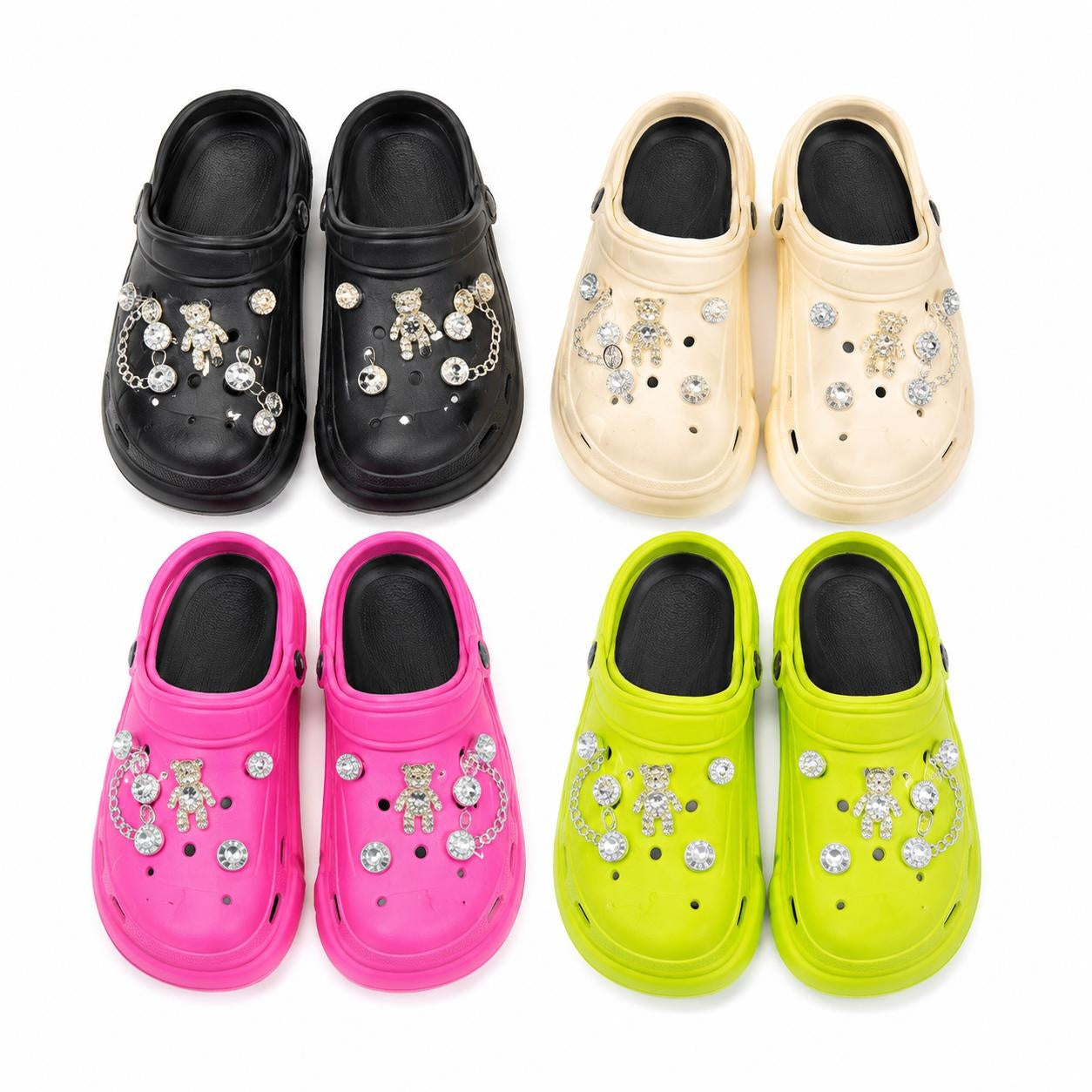 Set 12 Perechi Papuci Femei cu Aplicații Decorative, Mix Culori, Mărimi 36-41