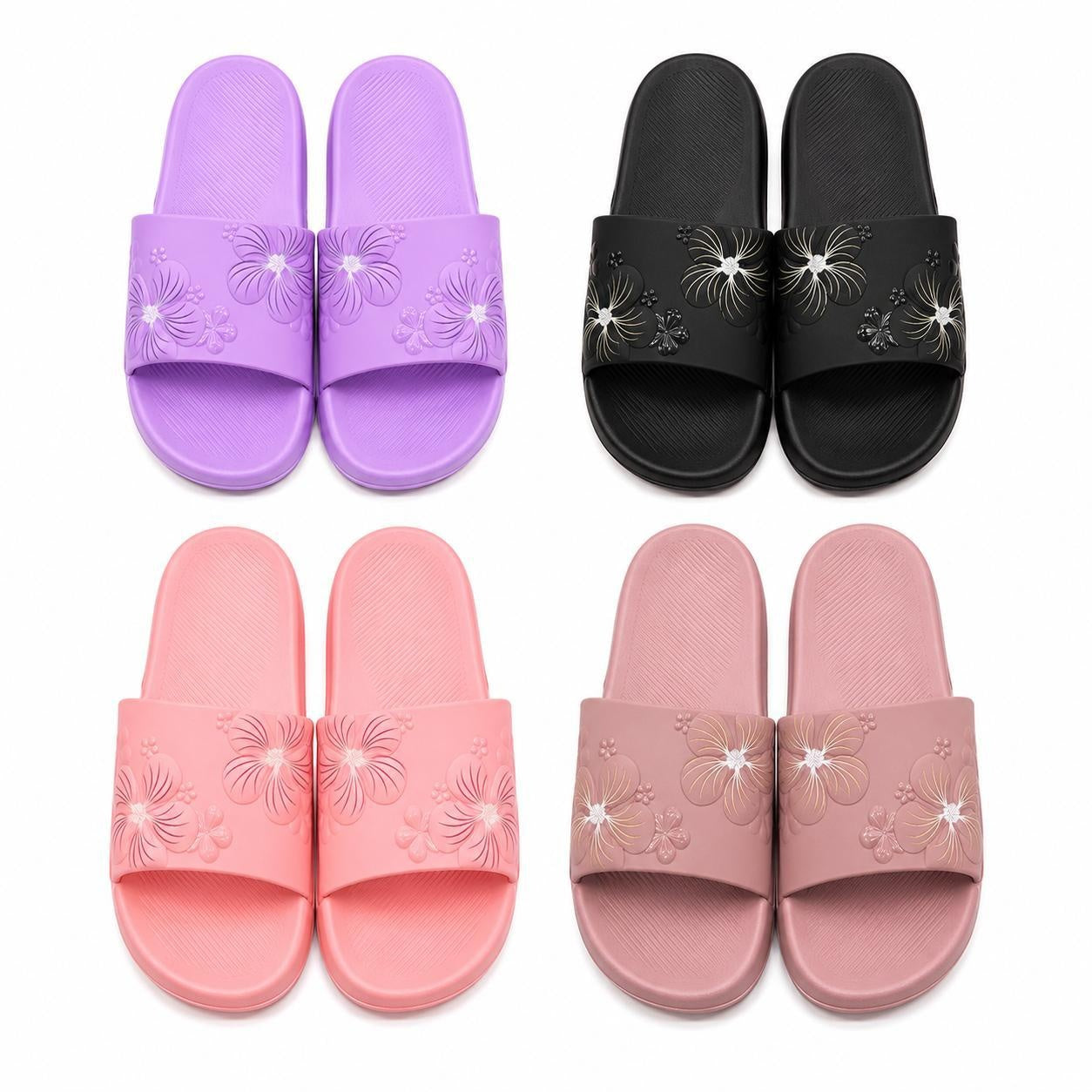 Set 12 Perechi Papuci Femei cu Model Floral , Mix Culori, Mărimi 36-41