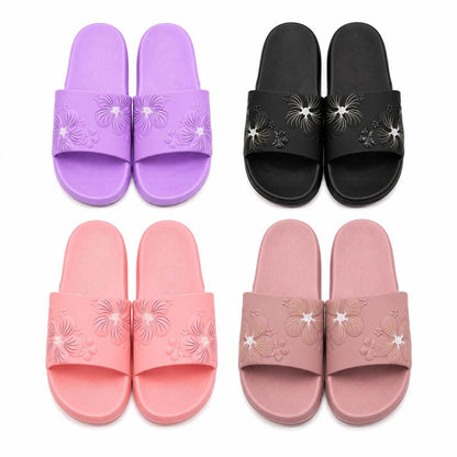Set 12 Perechi Papuci Femei cu Model Floral , Mix Culori, Mărimi 36-41