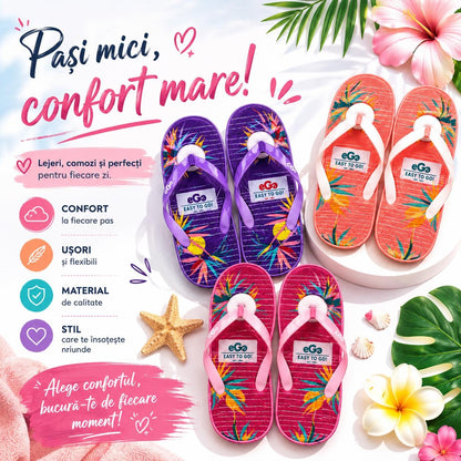 Set 12 Perechi Papuci Flip-Flop Femei, Mix Culori Tropicale, Mărimi 36-41
