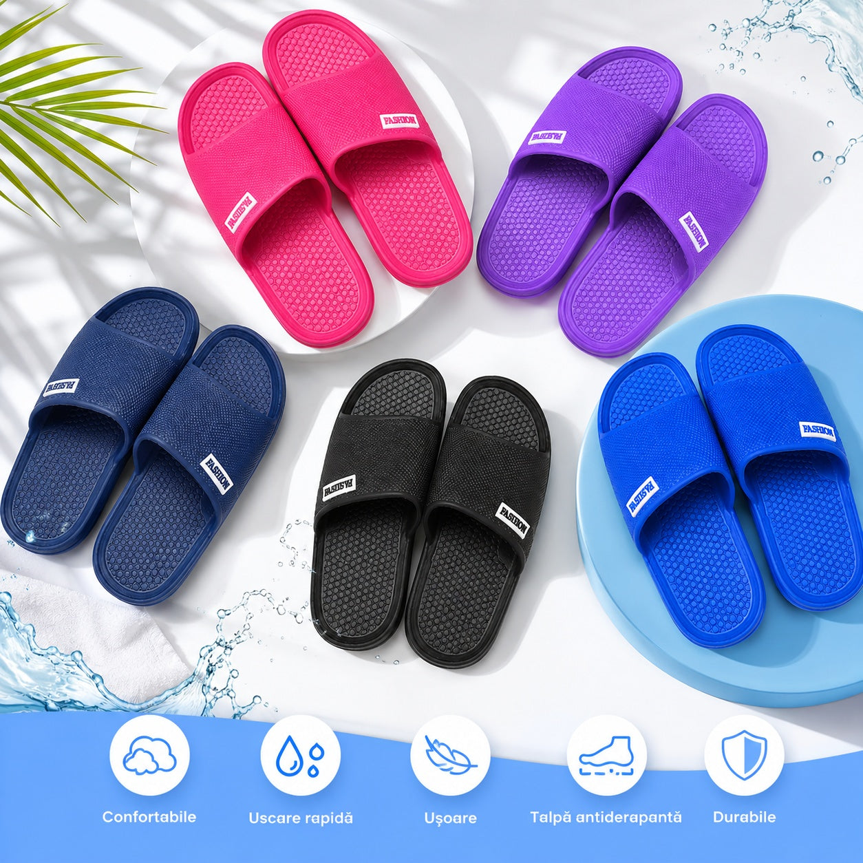 Set 12 Perechi Papuci Unisex Antiderapanți – Mărimi 36-41, Mix Culori, Ușori și Confortabili