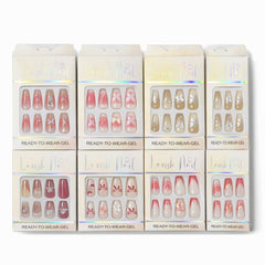 Set 12 perechi unghii false gel ready to wear, modele combinate, reutilizabile