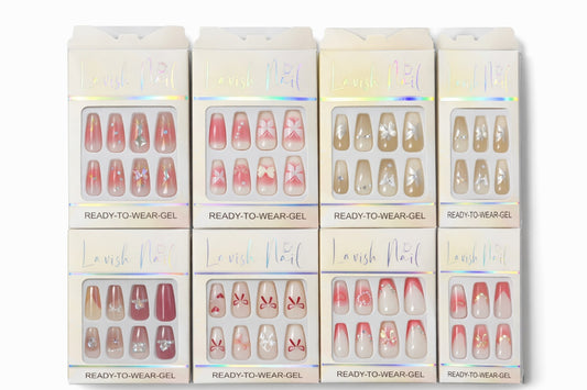 Set 12 perechi unghii false gel ready to wear, modele combinate, reutilizabile
