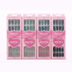 Set 12 perechi unghii false Press-On cu efect Holografic Multicolor