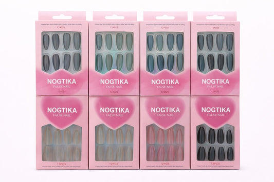 Set 12 perechi unghii false Press-On cu efect Holografic Multicolor