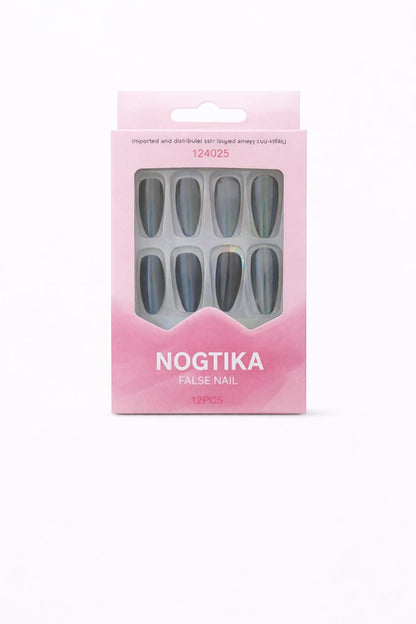 Set 12 perechi unghii false Press-On cu efect Holografic Multicolor
