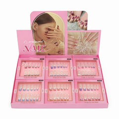 Set 12 perechi unghii false press on cu glitter, model elegant pentru manichiura