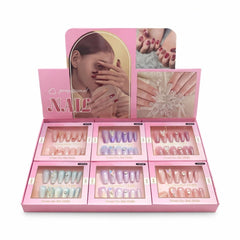 Set 12 perechi unghii false press-on, modele mixte, efect gel, reutilizabile