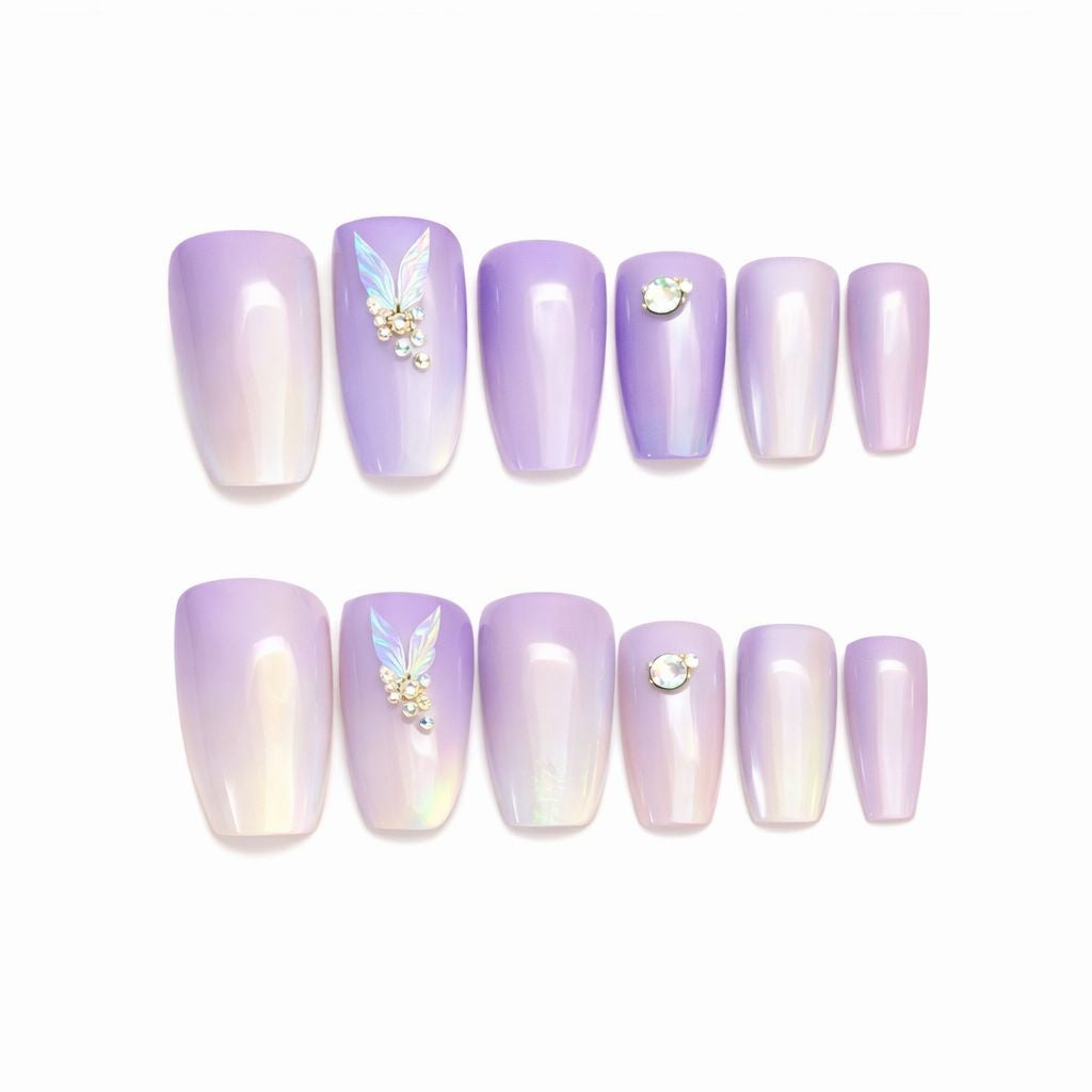 Set 12 perechi unghii false press-on, modele mixte, efect gel, reutilizabile