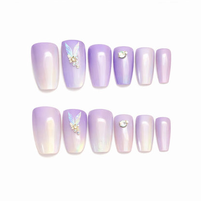 Set 12 perechi unghii false press-on, modele mixte, efect gel, reutilizabile