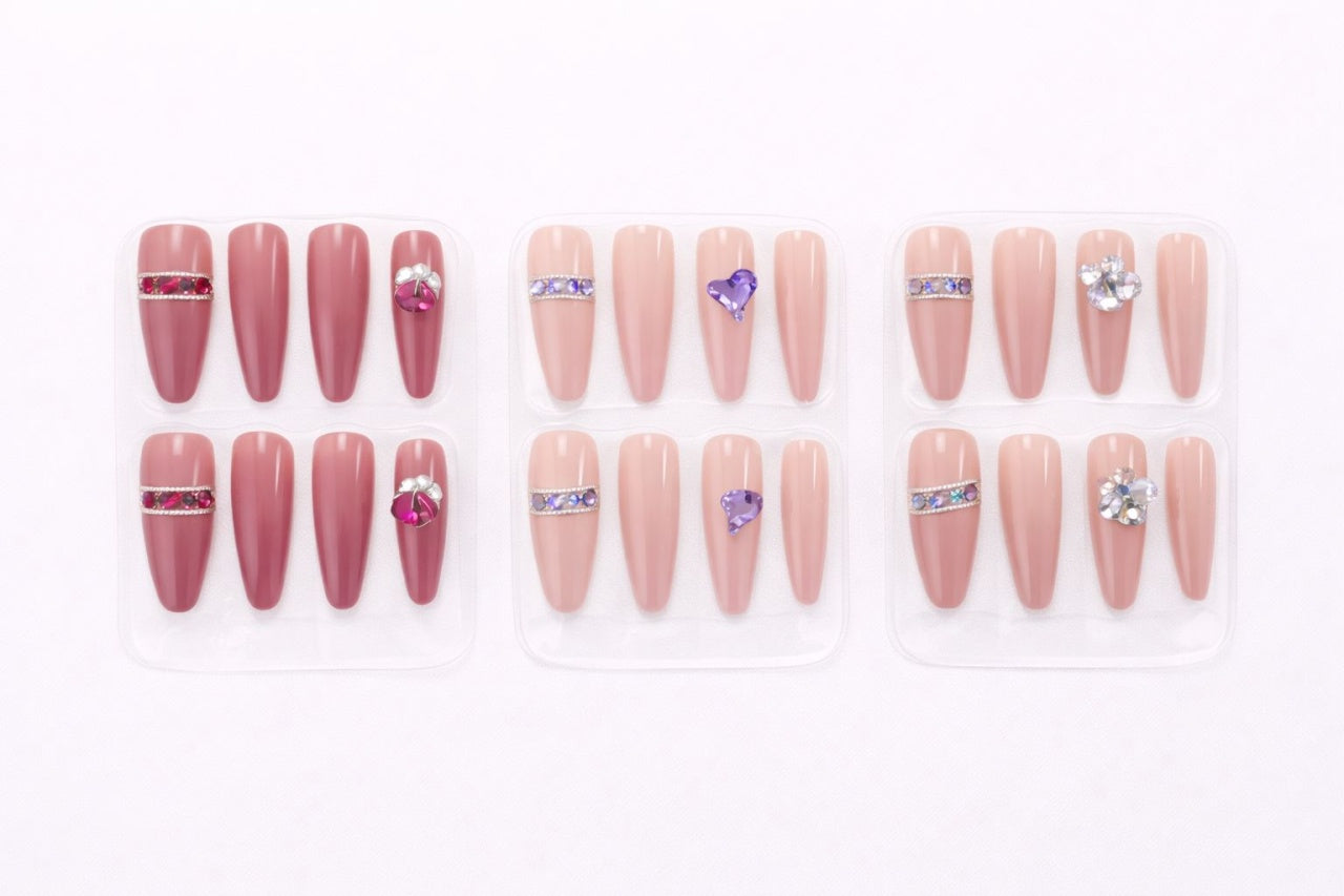 Set 12 perechi unghii false reutilizabile, 6 modele diferite, culori si design variat