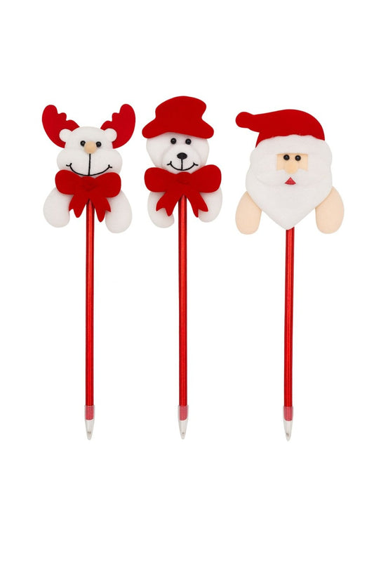 Set 12 pixuri Craciun cu figurine ren, urs polar si Mos Craciun