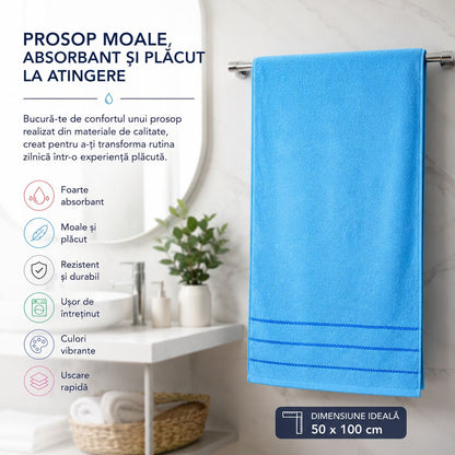 Set 12 Prosoape de Baie 50x100 cm, Multicolore, Absorbante și Moi, Microfibră Premium