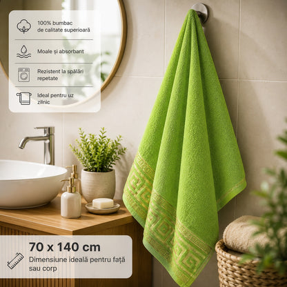 Set 12 Prosoape de Baie 70x140 cm – Prosoape Mari din Poliester, 6 Culori Moderne, Moi și Absorbante