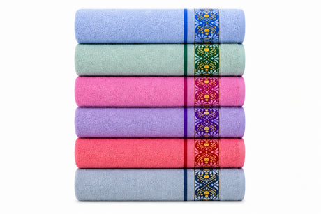 Set 12 Prosoape de Baie 70x140 cm – Prosoape Mari din Poliester, 6 Culori Pastel, Moi și Absorbante