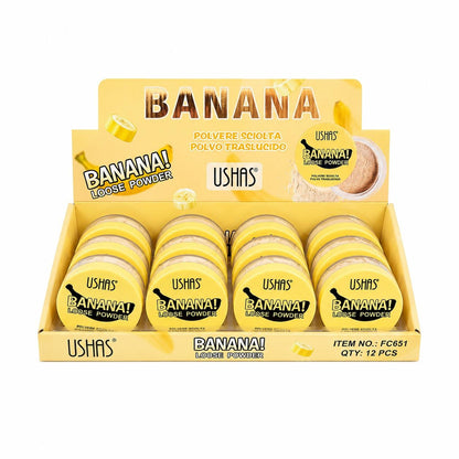 Set 12 Pudră Liberă Matifiantă Banana USHAS – Fixare Machiaj și Controlul Sebumului