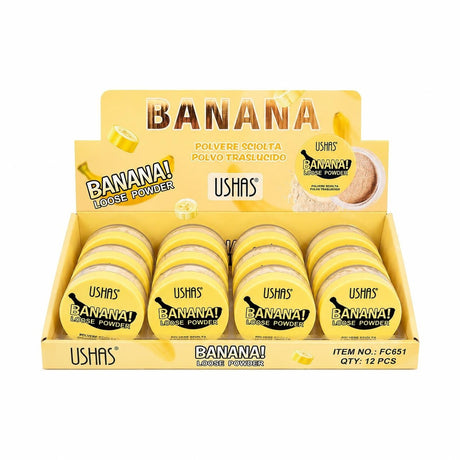 Set 12 Pudră Liberă Matifiantă Banana USHAS – Fixare Machiaj și Controlul Sebumului