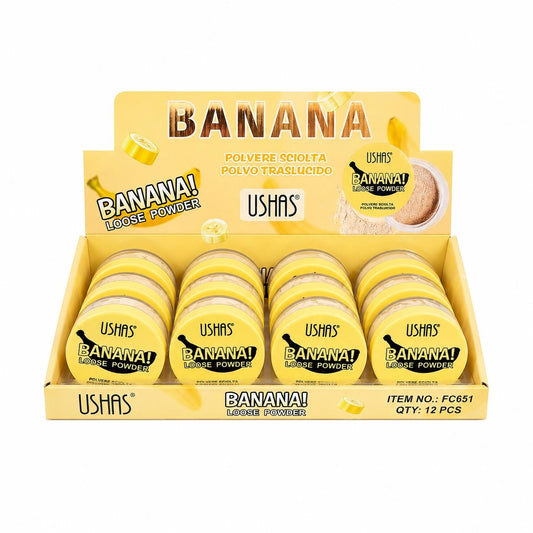 Set 12 Pudră Liberă Matifiantă Banana USHAS – Fixare Machiaj și Controlul Sebumului