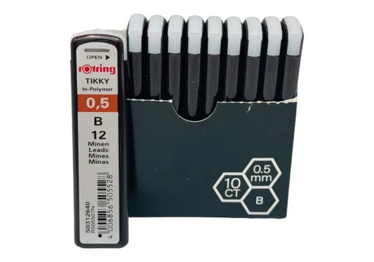 Set 12 rezerve creion mecanic Rotring 0.5mm B - mine grafit pentru scris si desen tehnic,