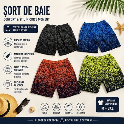 Set 12 Sorturi de Baie Bărbați – Culori și Mărimi Diferite, Uscare Rapidă, Model Modern