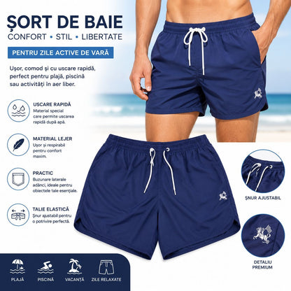 Set 12 Sorturi de Baie Bărbați Bleumarin – Mărimi Asortate Incluse, Material cu Uscare Rapidă