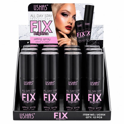Set 12 Spray de Fixare a Machiajului USHAS Fix Brighten – Efect Luminos și Rezistență Îndelungată