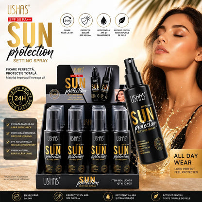 Set 12 Spray de Fixare a Machiajului USHAS SPF 50 PA++ , Setting Spray cu Protecție Solară