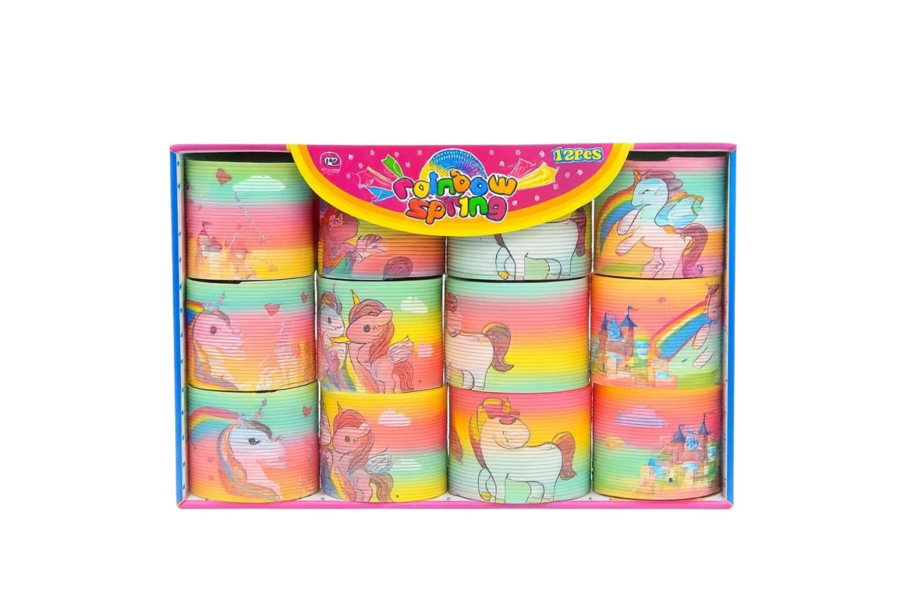 Set 12 Springuri Rainbow cu Unicorni , Jucarie Colorata pentru Copii